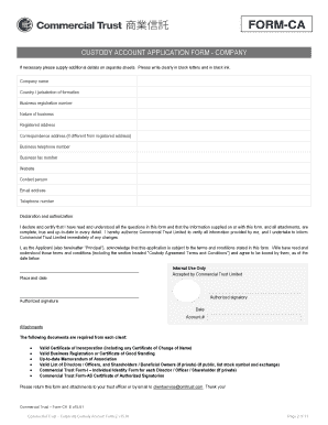 Corporate Custody Account Application Form