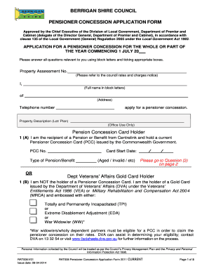 Pensioner Concession Application Form