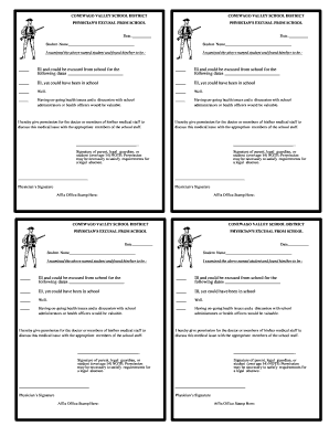 Physician's Excusal from School Form