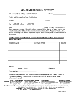 ASU Graduate Program of Study Form