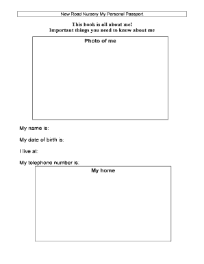 New Road Nursery Personal Passport