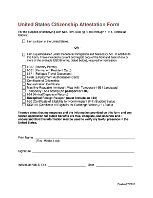 United States Citizenship Attestation Form