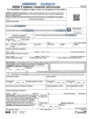 Canadian Adult General Passport Application