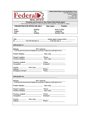 Federal Real Estate Lease Application Form