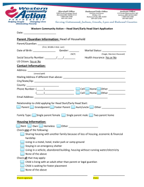 Head Start/Early Head Start Application
