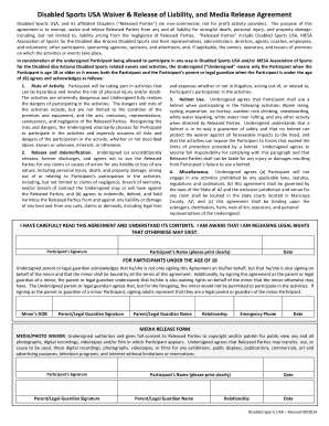 Disabled Sports USA Waiver and Release of Liability