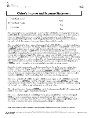 Claire's Income and Expense Statement Template