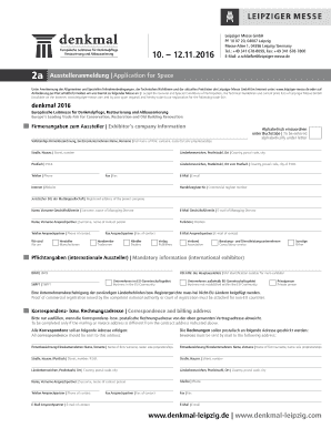 2a Ausstelleranmeldung | Application for Space