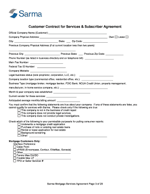 Sarma Mortgage Services Agreement