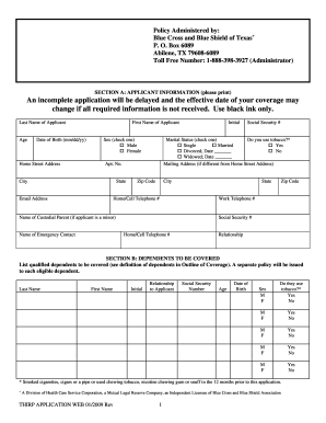 Texas Health Insurance Risk Pool Application