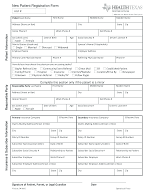 HealthTexas New Patient Registration Form