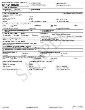 Federal Assistance Application Form