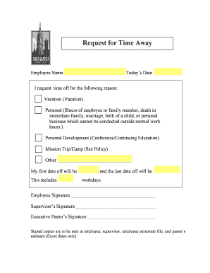 Request for Time Away Form