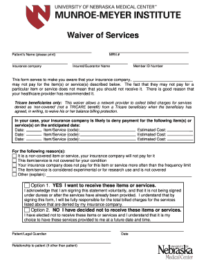 Waiver of Services
