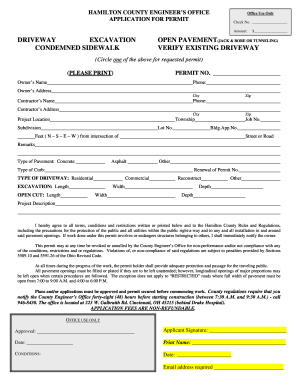 Hamilton County Driveway Permit Application
