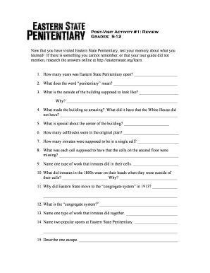 Eastern State Penitentiary Review Activity