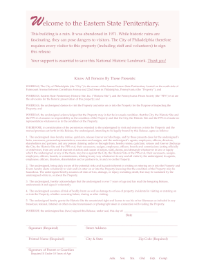 Eastern State Penitentiary Release Form