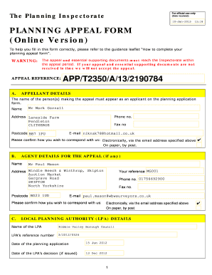 UK Planning Appeal Form