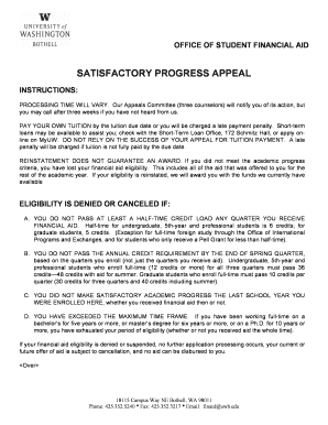 Satisfactory Progress Appeal Form