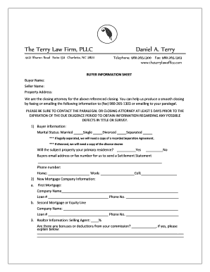 Buyer Information Sheet