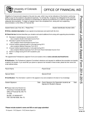 Professional Judgment Appeal Form