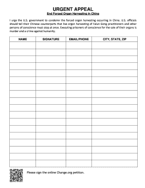 Urgent Appeal to End Forced Organ Harvesting in China