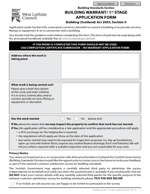 Scotland Building Warrant Application Form