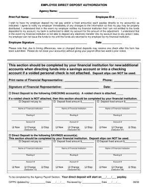 Employee Direct Deposit Authorization Form
