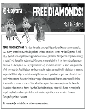 Husqvarna Diamond Blade Rebate Form
