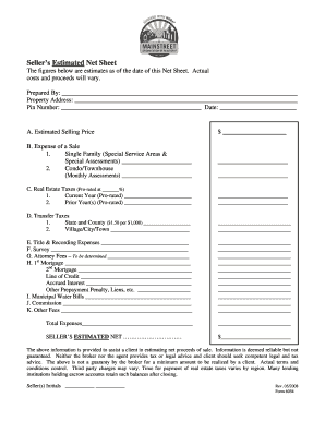 Seller's Estimated Net Sheet