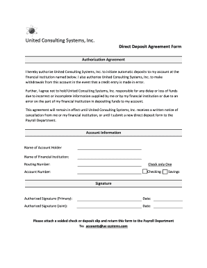 Direct Deposit Authorization Agreement