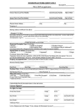 Mississippi Homestead Exemption Worksheet