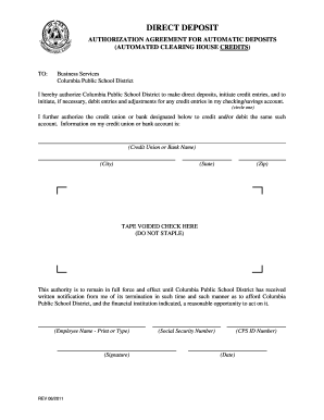 Direct Deposit Authorization Agreement