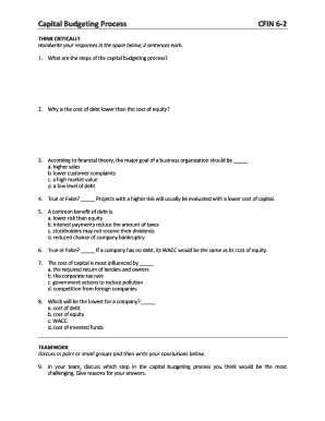 Capital Budgeting Process Study Guide