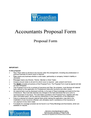 Accountants Professional Indemnity Insurance Proposal Form