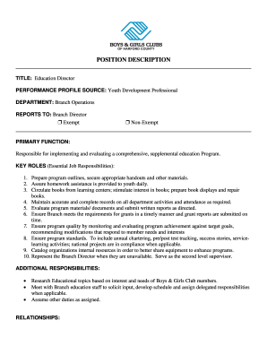 Education Director Position Description