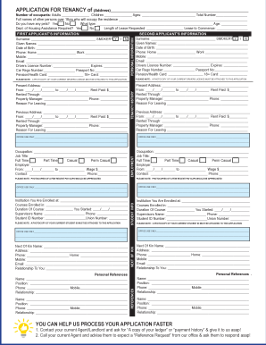 Application for Tenancy