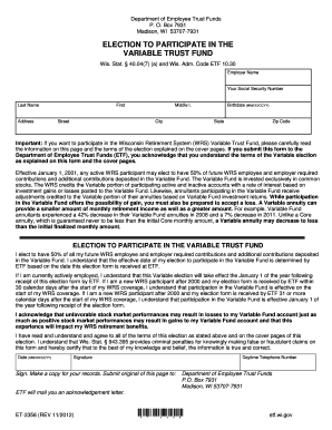 Wisconsin Variable Trust Fund Election Form