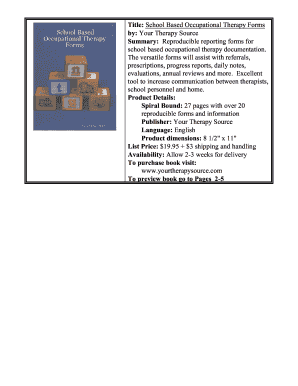 School Based Occupational Therapy Forms