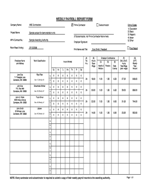 Weekly Payroll Report Form