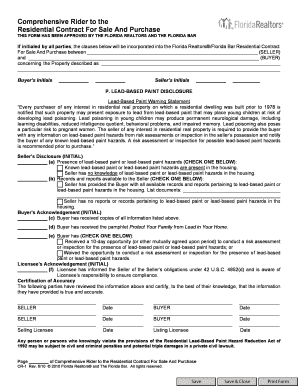 Comprehensive Rider to Residential Contract for Sale and Purchase