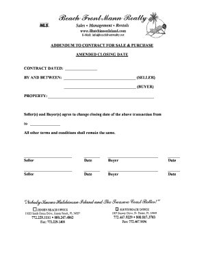 Addendum to Contract for Sale & Purchase