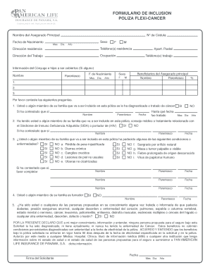 FORMULARIO DE INCLUSION POLIZA FLEXI-CANCER