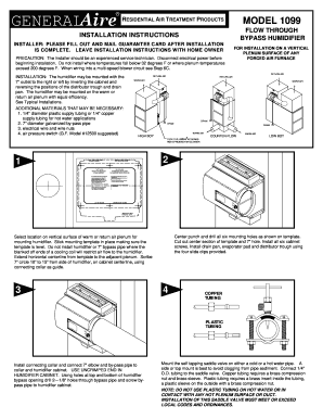 GeneralAire Residential Air Treatment Installation Instructions