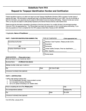 Substitute Form W-9