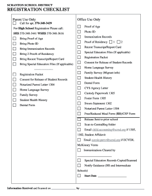 Scranton School District Registration Application