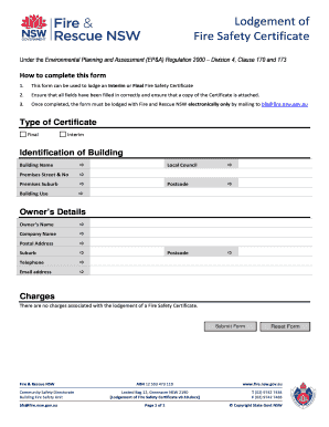 Fire Safety Certificate Lodgement Form