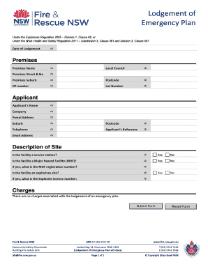 Emergency Plan Lodgement Form