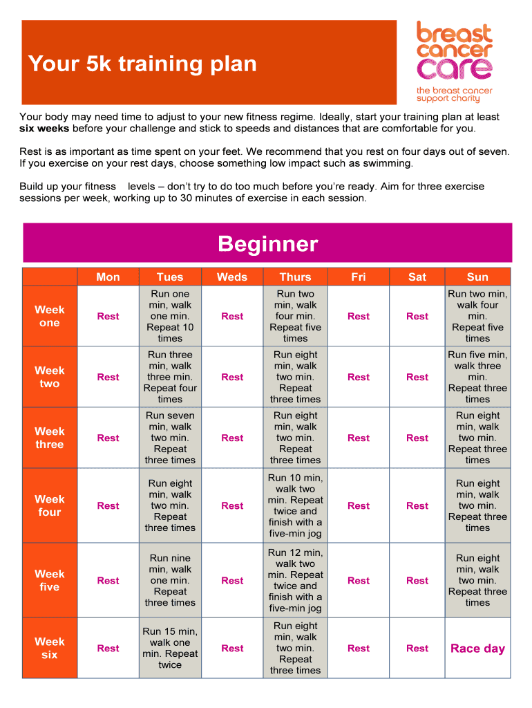 Fillable Online Your 5k training plan Fax Email Print - pdfFiller