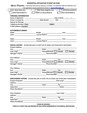 Residential Rental Application